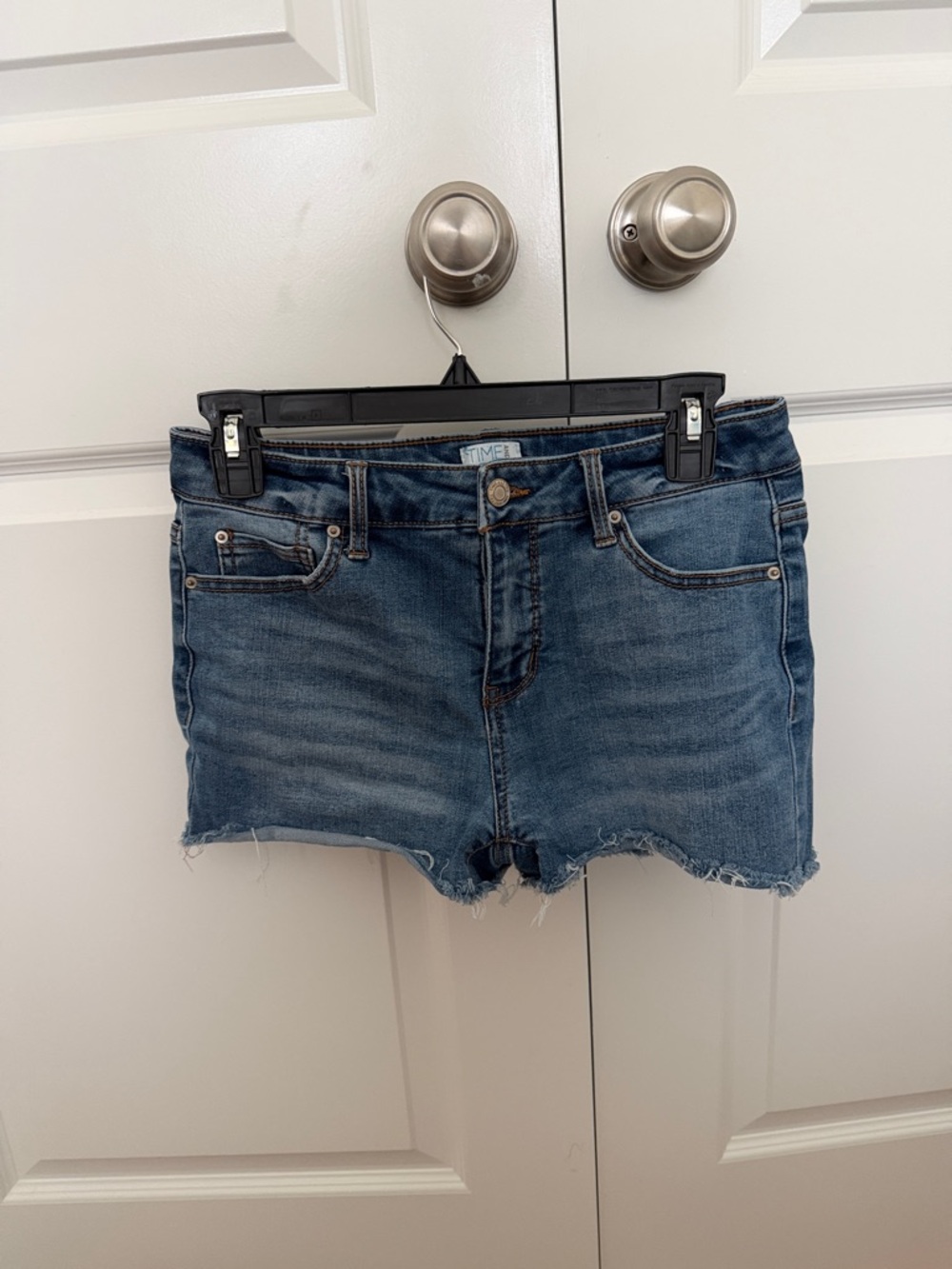 Time and Tru Distressed Blue Denim Shorts